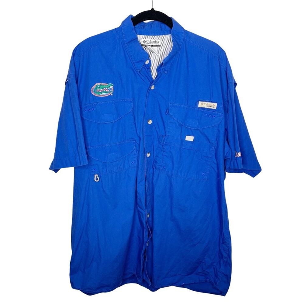 COLUMBIA / Florida Gators blue short sleeve fishing shirt / L
